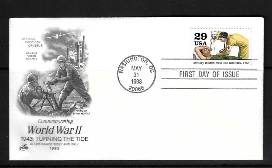USA  SC # 2765b Military Medics treat The Wounded FDC - WW II - .Artcraft Cachet - Image 1 of 1