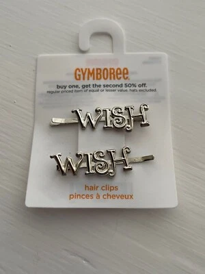 Gymboree Girls Silver WISH 2 Pack Hair Clips New - Image 1 of 4