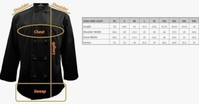 Long Sleeve Chef Coat w Knotted Buttons Thermometer Pocket Stain Resistant 1032 - Image 1 of 4