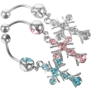 3pcs Strassbauchringe Kreuz Navel Ring Frauen durchdringende - Bild 1 von 12