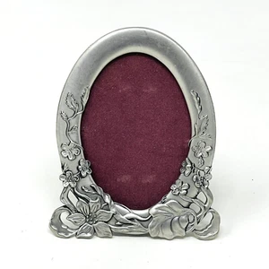 Seagull Pewter Picture Frame Oval Flowers Floral Vintage Retro Small Canada 1989 - Foto 1 di 17