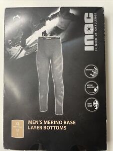 INOC Mens Merino Wool Base Layer Bottoms XL (42-45") Grey