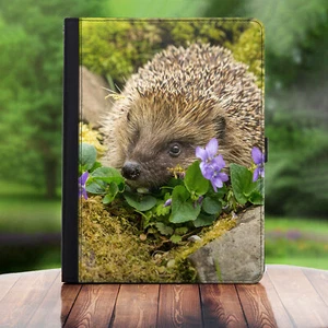 PU Leather Hedgehog Case For iPad 10/9/12.9 Pro/Mini Pink Flower Cute Cover - Picture 1 of 34