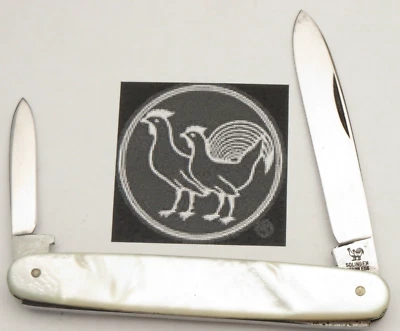 Navaja de dos hojas vintage HEN & ROOSTER INOXIDABLE con asas de madreperla Foto 1 de 4