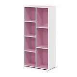 Furinno 11048 7-cube Reversible Open Shelf White/pink