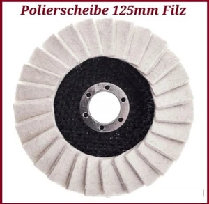 Polierscheibe 125mm Filz Polierfächerscheibe Winkelschleifer Fächerscheibe - Bild 1 von 2