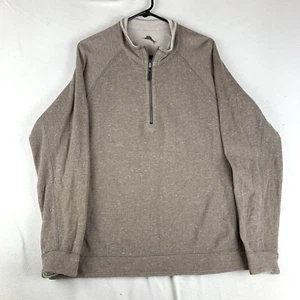 Vintage TOMMY BAHAMA Men's Reversible Brown Tan Pullover Sweater 1/4 Zip Sz L - Picture 1 of 11