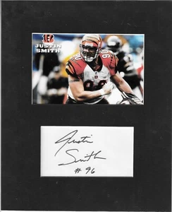 Justin Smith Bengals 49ers NFL HOF signed handsigniert mattiert Karteikarte & Foto - Bild 1 von 2