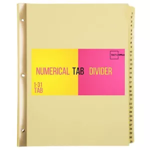 Numbered Tab Dividers1-31 Tab Dividers Binder Dividers Binder Dividers with T... - Picture 1 of 5