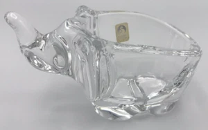 Sasaki Crystal Elephant Clear Candy Dish Bowl Clear Trunk Raised 6" Long - Picture 1 of 8