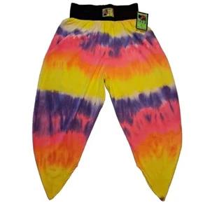Vtg Tie Dye Beach Pants Large Rainbow Cotton Inca Sunwear Hammer Time Harem - Picture 1 of 10