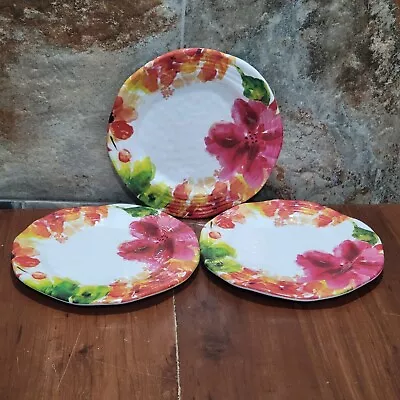 Conjunto de 3 pratos de salada floral melamina Nicole Miller Home - Imagem 1 de 4