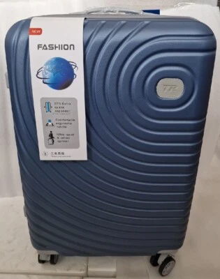 TR Hard Case PC+ABS Expandable Lightweight Medium Suitcase 8 Wheel Blue + Grey - Image 1 of 4