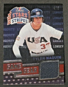 Camiseta deportiva de Tyler Naquin 2015 Panini EE. UU. Stars a rayas engranaje novato (4/5) Medias Blancas - Imagen 1 de 2