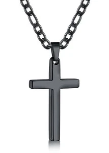 Fiusem Black Cross Necklace for Men, Stainless Steel Mens Cross Necklaces wit... - Picture 1 of 9