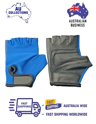 KIDS GLOVES / KIDS CYCLING GLOVES / PLAYING GLOVES / BLUE , COMFY LEATHER - Image 1 of 4