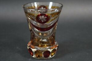 Becher Ranftbecher geschliffenes Glas florales Schliffdekor 20.Jhd (CV507)