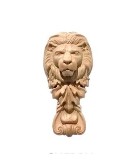 Hand carved Lion Head  Applique. Poplar, Cherry, Red Oak, Hard Maple, Mahogany - Picture 1 of 10