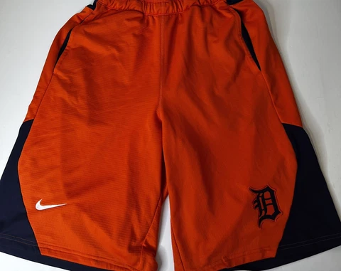 Nike BSBL Detroit Tigers MLB Baseball Orange  Dri Fit Shorts Medium Excellent Cover