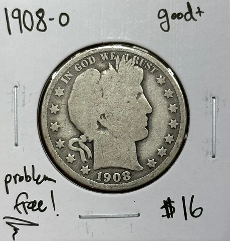 1908-O Barber Half-Dollar Good+ Cover