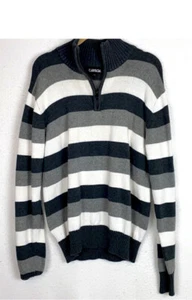 Gray and white men’s Sweater 1/4 Zipper Size large - Picture 1 of 4
