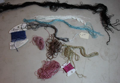 Metallic Braid needlepoint Thread lot 10 colors pinks, blue, black, white, gold - Image 1 of 4