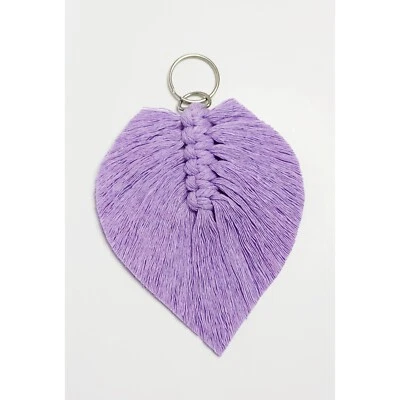 Llavero Bohemio Hecho a Mano Macramé Mujer Accesorio Púrpura Hoja Macramé Llavero Foto 1 de 3