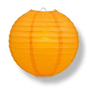 Linterna de papel redondo naranja de 20", costillas uniformes, decoración colgante - Imagen 1 de 6