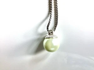 Brighton Long Necklace Glass Pearl Clear Crystals Silver - Picture 1 of 4