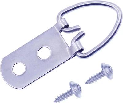 Heavy Duty D-Ring Picture Hangers with Screws, 30 30 Pcs Double Holes, Silver  - Image 1 of 2