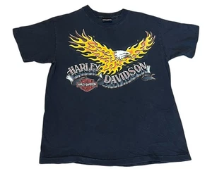 Vintage Harley Davidson Shirt Mens M Black Eagle Flames Motorcycles 1992 USA - Picture 1 of 6