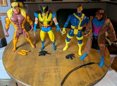 Toybiz 10" Deluxe X-Men 1994 Completo Wolverine, Diente de Sable, Cíclope, Gambito Foto 1 de 4