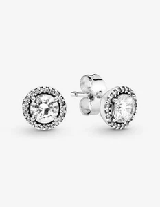 Timeless Elegance Round Pandora Earrings - 925s Ale - Picture 1 of 2