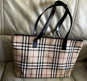 AUTHENTIC BURBERRY NOVA CHECK PVC /LEATHER LARGE TOTE BAG ITALY - Picture 1 of 16