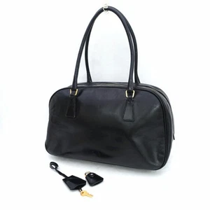 Prada/Bolso de Mano Mini Boston Semi-Hombro Cuero Negro Bolso/Bolso/Bolso Marca Usado - Imagen 1 de 10