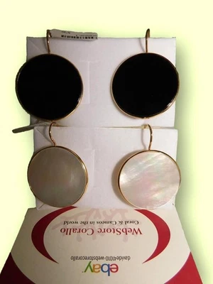 Orecchini Pendenti da Donna a cerchio con Argento dorato 925 in pietre naturali - Immagine 1 di 3