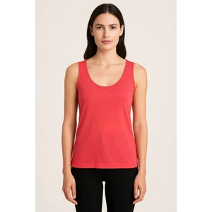 LAFAYETTE 148 Cashmere Sleeveless Top Coral Red Knit Shell Large Quiet Luxury - Picture 1 of 6