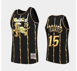โ
 Toronto Raptors Vince Carter Black & Gold Mitchell & Mess NBA Jersey Men M ๐ฏ - Picture 1 of 17