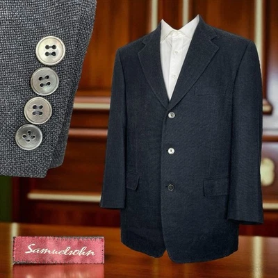 Samuelsohn Sport пальто мужской 42R темно серый текстурированный шерсти шелк мохера три кнопки - Изображение 1 из 4