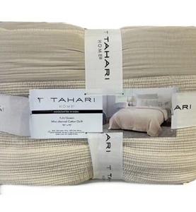 Trapunta Tahari beige mini canale cotone 90”x92” - Foto 1 di 2