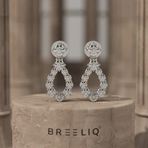 925 Silver Moissanite Teardrop Earrings, Cluster Drop Stud Earrings Women - Picture 1 of 6
