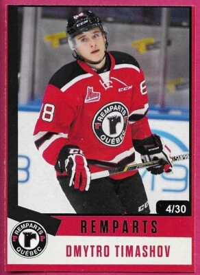 2022 Quebec Remparts 25th Anniversary DMYTRO TIMASHOV #38 Red Parallel 4/30 - Image 1 of 2