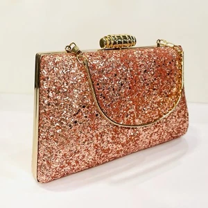 Damen Rosa Pailletten Handtasche/Clutch Abendtasche Hochzeit Party Handtasche - Bild 1 von 9