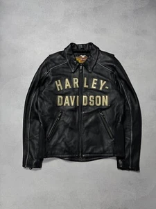 Harley Davidson Racing 100 Jahre Anniversary Schwarz Leder Biker Jacke Herren M - Bild 1 von 17