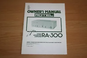 Notice Manuel d'instructions Amplificateur ROTEL RA-300 Booklet NM + Garantie - Photo 1/4