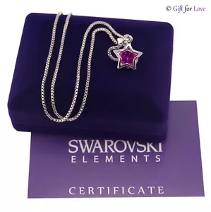 Collana donna argento Swarovski Elements originale G4Love cristallo stella viola - Foto 1 di 7