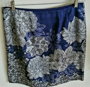 NUEVO CON ETIQUETAS Falda Lápiz Talbots Petites Gris Marino Floral Seda Algodón Talla 14 - Imagen 1 de 11