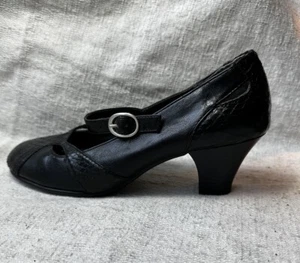 Vintage Retro Style Blk Vegan Heeled Maryjane Womens Shoes Sz 8M Used - Picture 1 of 18