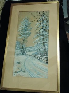 RAPHAEL SENSEMAN;ANTIQUE ORIGINAL GOUACHE;S;WINTER;PHILADELPHIA, PA;TREES;LISTED - Picture 1 of 5