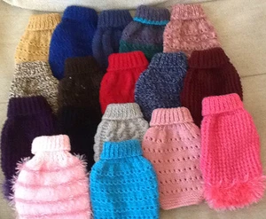 hand knitted puppy dog coat - jumper tiny xxs small 6" chihuahua teacup yorkie - Picture 1 of 15